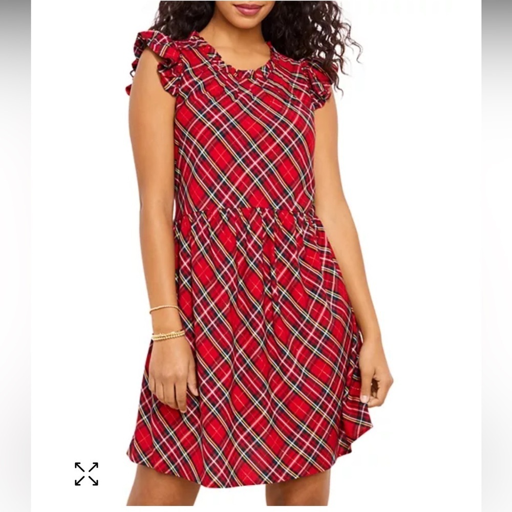 NWT Vineyard Vines Red Ruffle plaid Mini swing dress. Retail $168 Size 4.